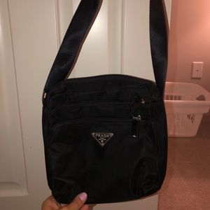 Black authentic Prada nylon cross body bag